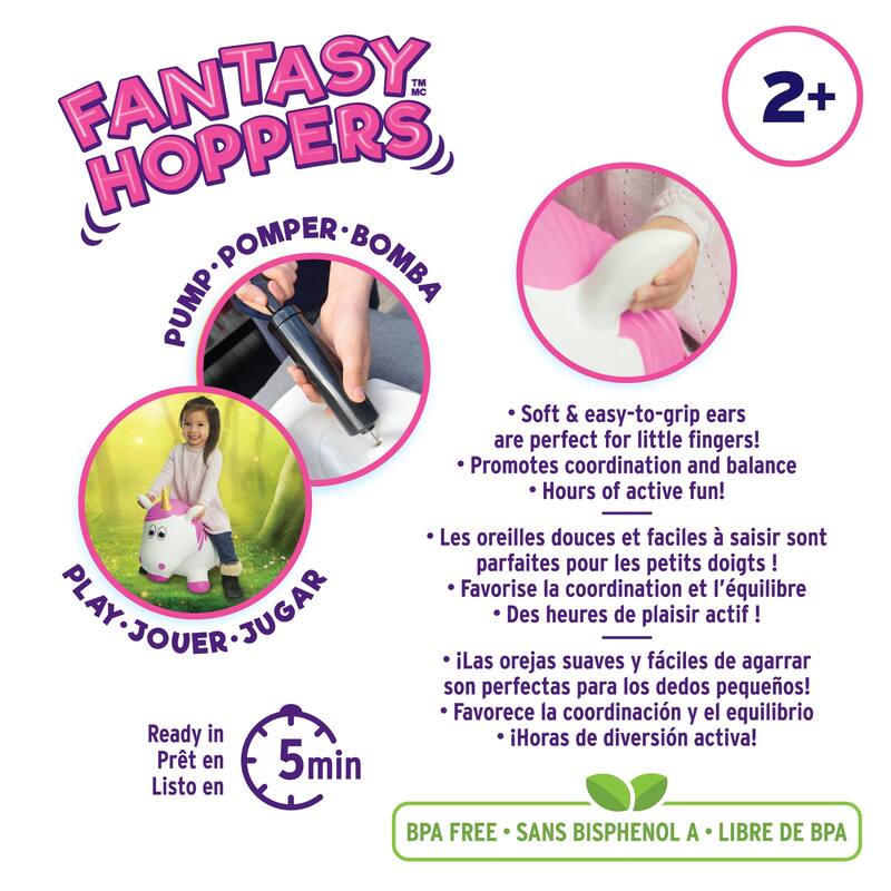 Toddler Boys and Girls Fantasy Hopper Bounce Toy, Pink Unicorn