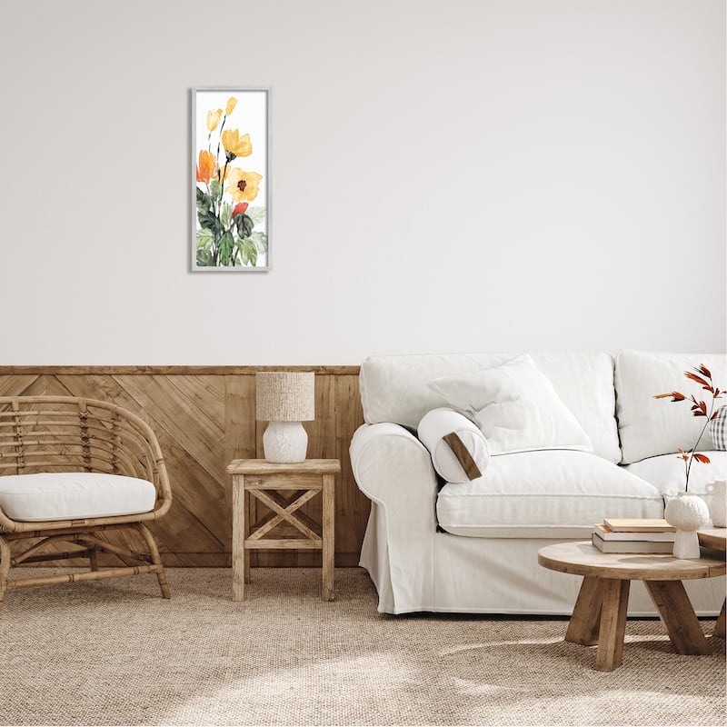 Stupell Yellow Abstract Poppies Framed Giclee Art Design by Lanie Loreth