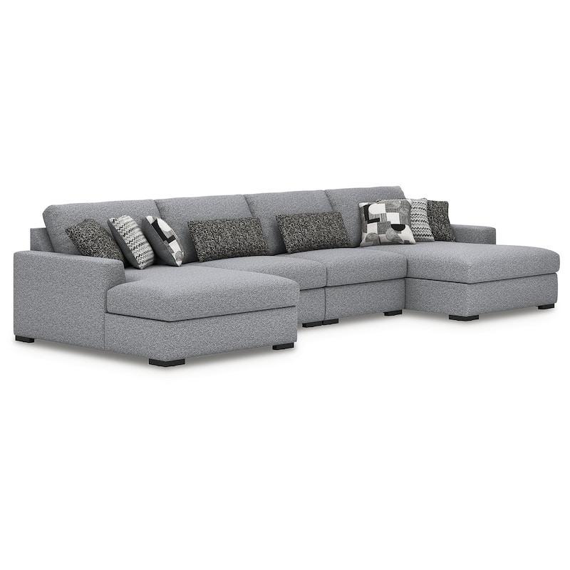 Signature Design by Ashley Bealton Gray 4-Piece Sectional with Double Chaise - 182" W x 69" D x 41" H