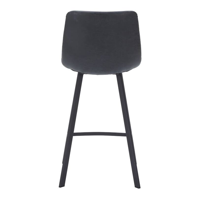 Elland Leather Bar Stool - Modern Counter Height Stool with Black Stainless Steel Legs for Kitchen Island or Home Bar Set of 2
