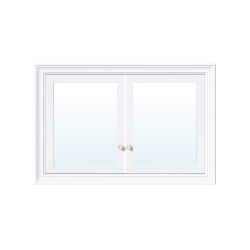 32''H Recessed Mount Solid Wood Framed Medicine Cabinet With Mirror and Shelves