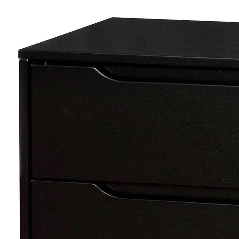 Black 2 Drawer 23.63 in. W Nightstand with Sturdy Drawer Pulls