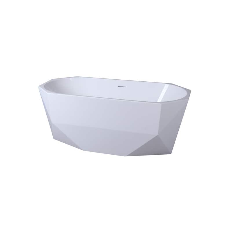 Indigo Home 59 inch Soaking Diamond Style Bathtub in Glossy White