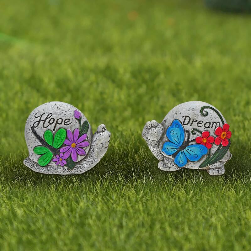 IH Casa Decor Garden Stone Crawlers Snail/Turtle Asstd - Set of 2 - Multi-Color