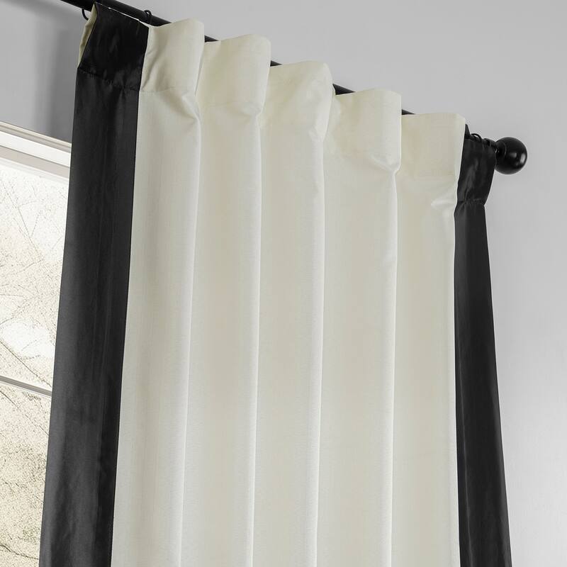 Exclusive Fabrics Fresh Pop Dobby Taffeta Side Bordered Light Filtering Curtains for Bedroom & Living Room Curtains (1 Panel)