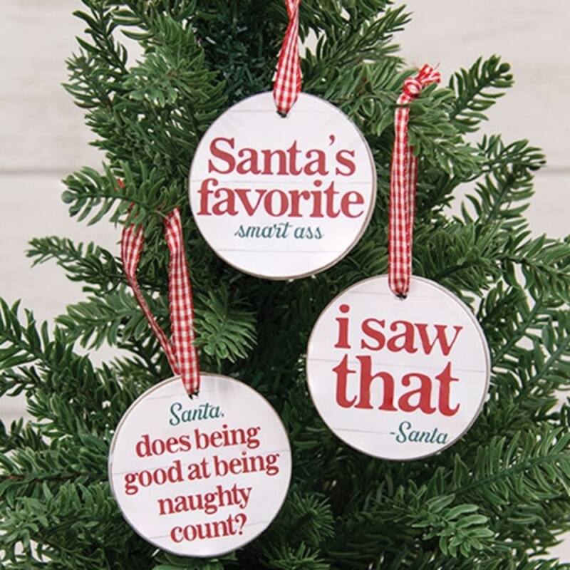 I Saw That Round Ornament w/Ribbon - 3 Asstd.