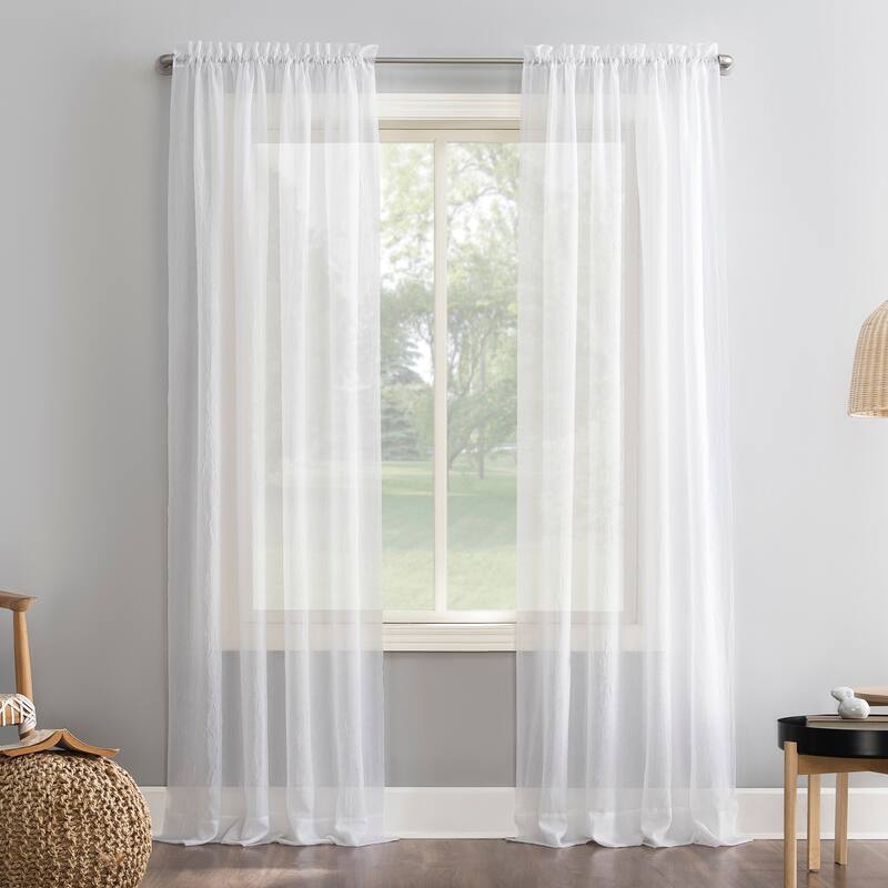 No. 918 Erica Sheer Crushed Voile Single Curtain Panel, Single Panel