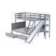 preview thumbnail 13 of 18, Twin over Full Bunk Bed with 2 Drawers, Slide, Shelves, Ladder