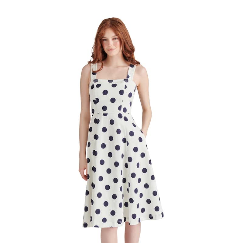 Steve Madden Dolly Polka Dot Cotton Midi Dress - White - S