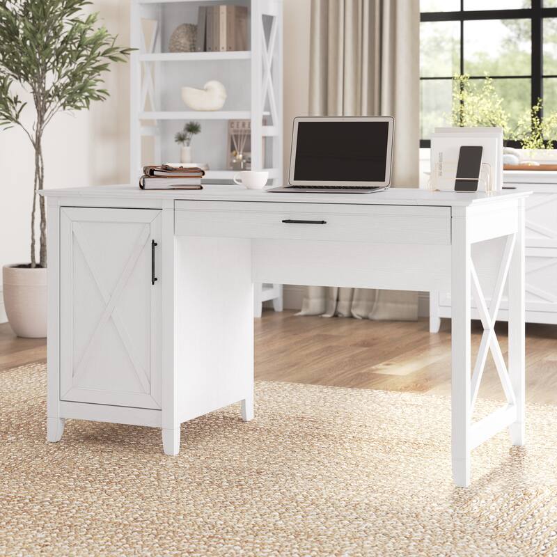 Key West 54W Computer Desk with Storage by Bush Furniture - Pure White