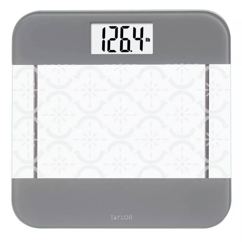 Taylor Digital Glass Body Composition Scale with Moroccan Frosted Design Clear/Gray - Grey