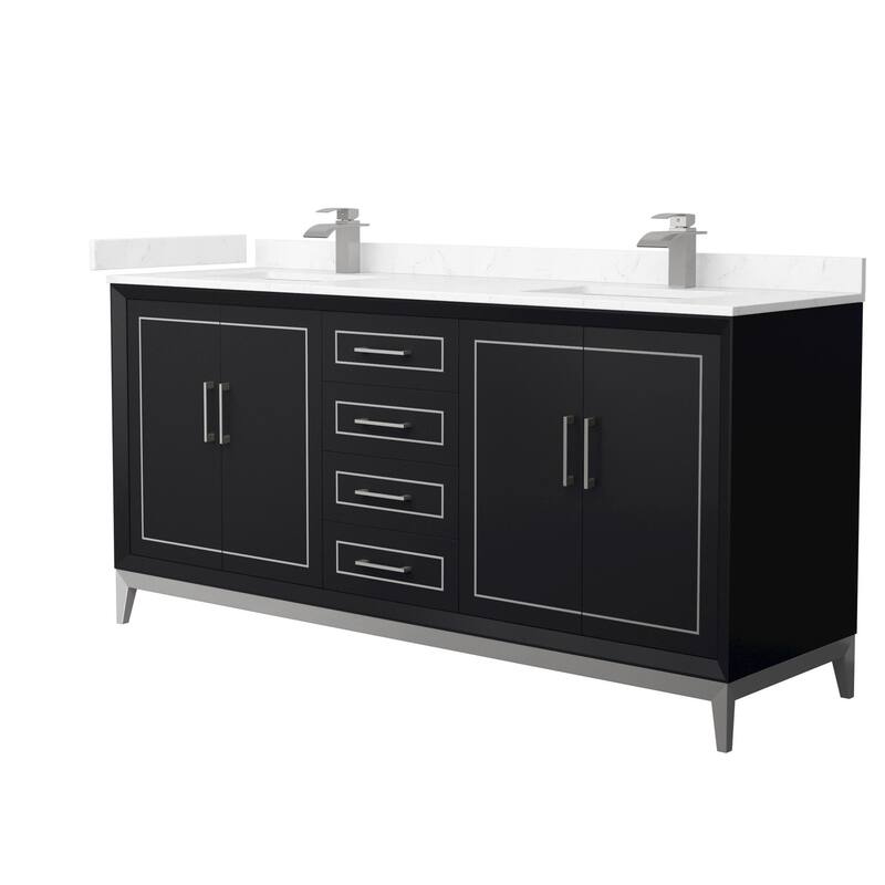 Wyndham Collection WCH515172D-VCA-UNSMXX Marlena 72" Free Standing - Black / Carrara Cultured Marble Top / Brushed - Anthracite Finish