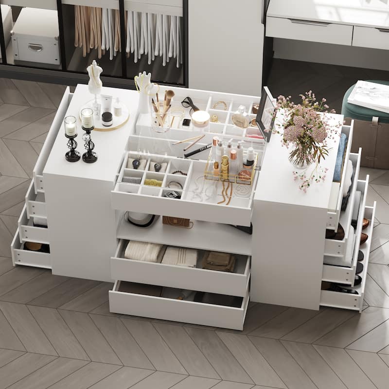 Storage Island with Drawer for Walk-In Closet and Dressing Room Dresser