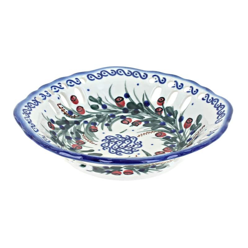 Blue Rose Polish Pottery 32A WR Unikat Small Fruit Dish