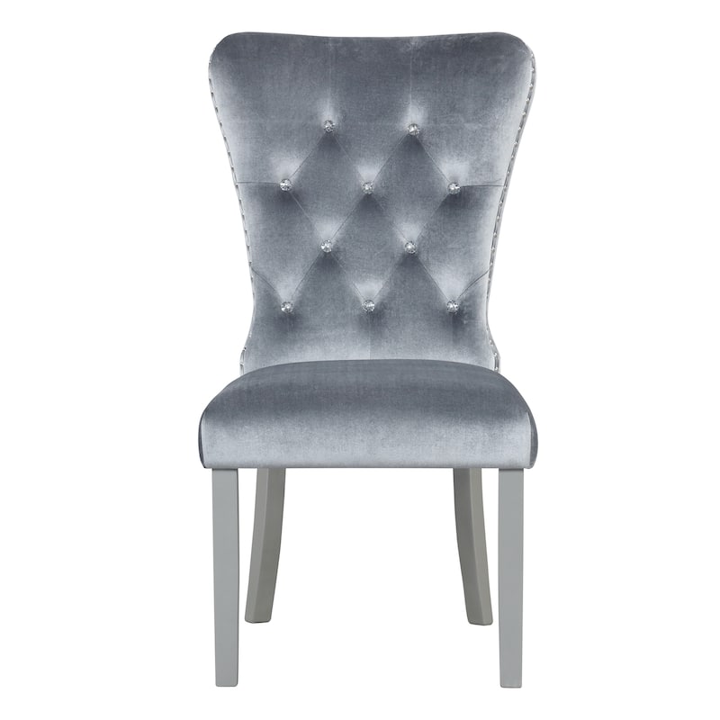 Geneva Silver Champagne Velvet Upholstered Side Chair (Set of 2)