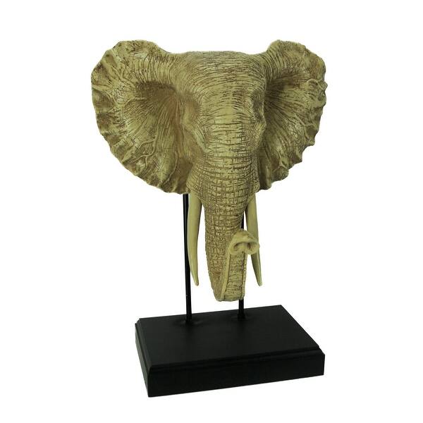 Off White Elephant Head Sculpture On Museum Mount Stand On Sale Overstock 25745076 44 tall driftwood sculpture on black metal stand solid teak wood natural. off white elephant head sculpture on museum mount stand