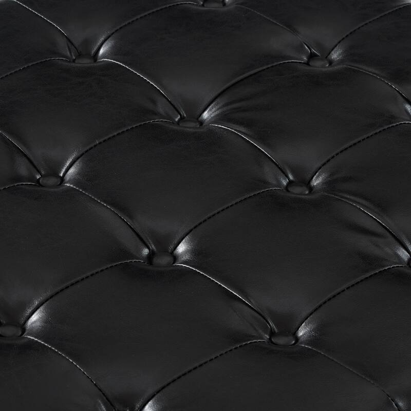 Upholstered Faux Leather Button Tufted Storage Ottoman with Nail Trims