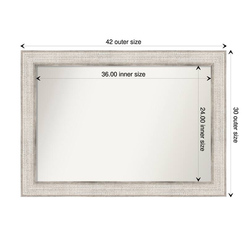 Non-Beveled Wood Bathroom Wall Mirror - Trellis Silver Frame - Trellis Silver - 42 x 30 in