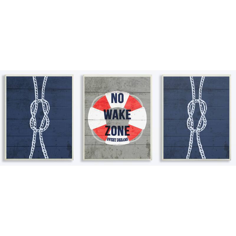 Stupell No Wake Zone 3pc Multi Piece Canvas Wall Art Set, 10 x 24
