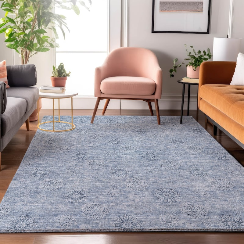 Premium Washable Super Soft Floral Imprints Mayfield Rug - Sky - 9' x 12' - Rectangle