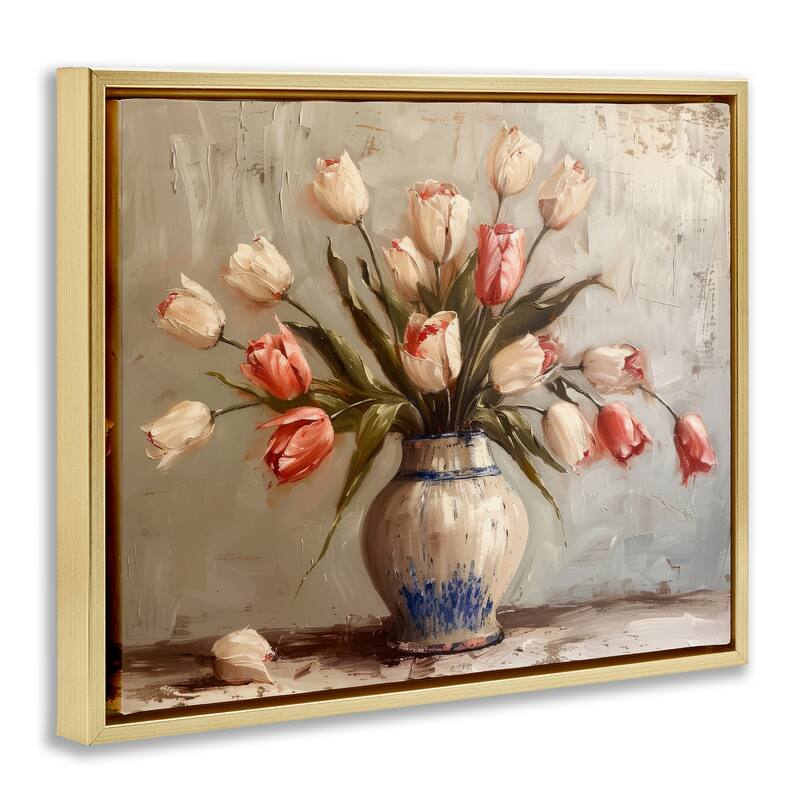 Stupell Quiet Spring Tulips Framed Floater Canvas Wall Art Design By Arlington Prints