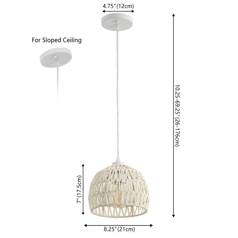 Jigu 1-Light Woven Rattan/Iron LED Pendant, by JONATHAN Y