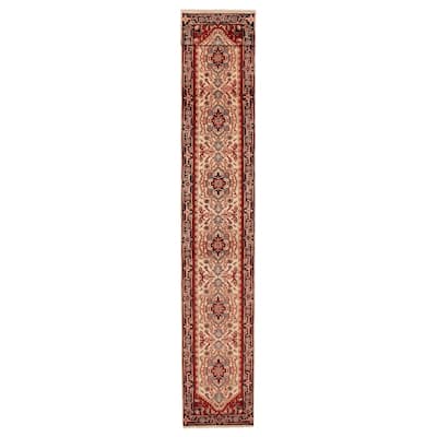 ECARPETGALLERY Hand-knotted Serapi Heritage Cream, Red Wool Rug - 2'5 x 15'9