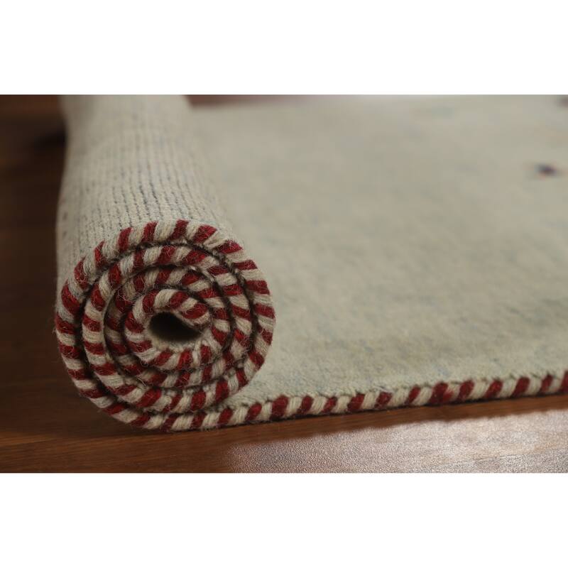 Hand Knotted Oriental 100% Wool Carpet Tribal Animal Pictorial Green Gabbeh Area Rug - 5' 0'' X 2' 11''