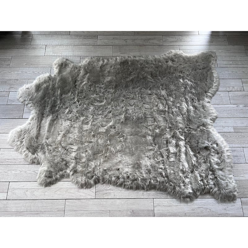 Silver Orchid Luxurious Faux Bison Skin Shag Rug