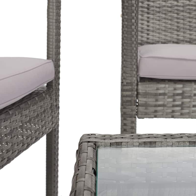 SAFAVIEH Outdoor Bassey 4-Piece Conversation Patio Set. - 39.78" x 24.18" x 32.37"