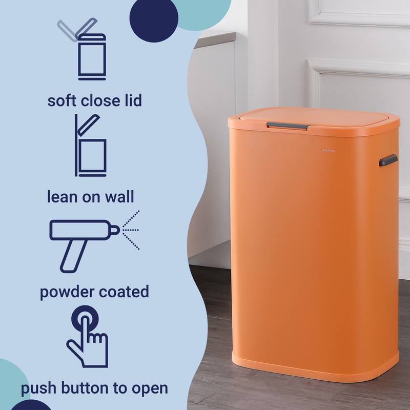 happimess Tammi Kitchen 14.5-Gallon Slim Metal Push Button Trash Can