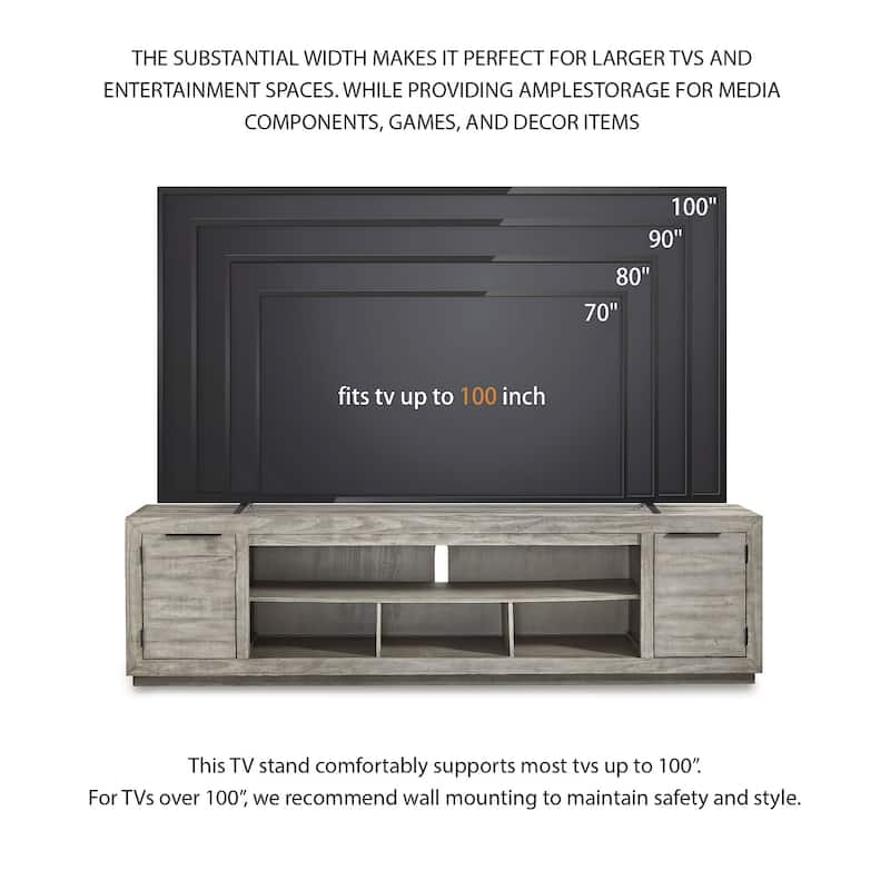 Signature Design by Ashley Naydell Gray Extra Large TV Stand with Fireplace Option - 92 inches in width