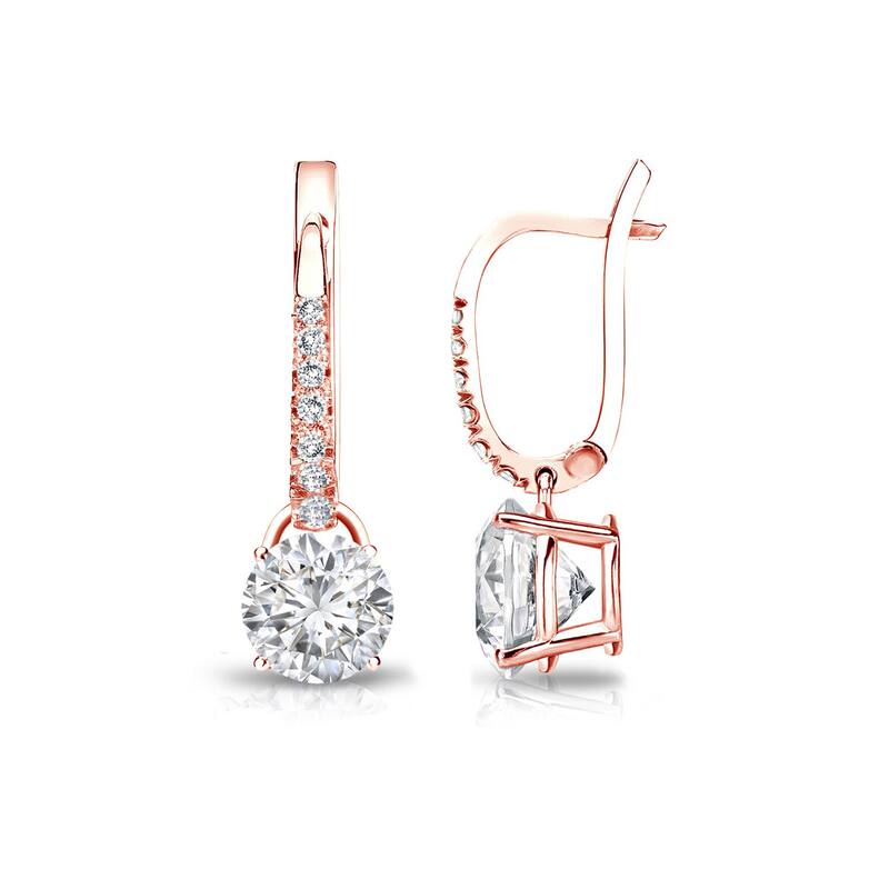 Auriya 3/4ctw Round Diamond Dangle Earrings 14k Gold (H-I, SI1-SI2) - Rose