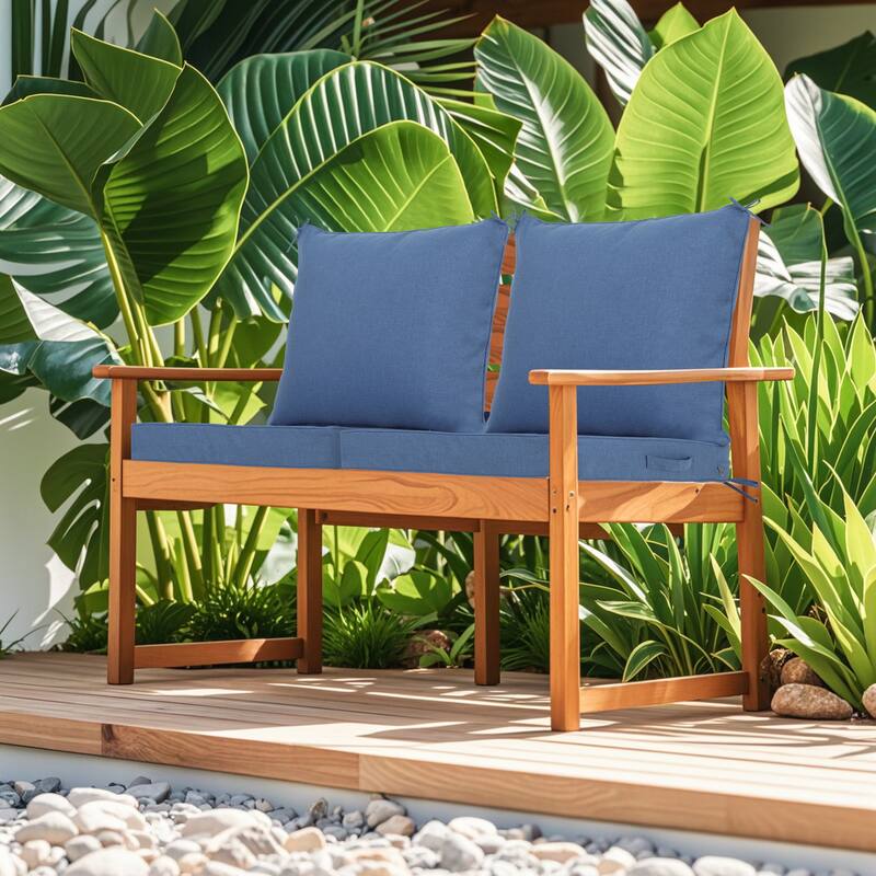 2 Pieces Waterproof Polyester Patio Seat and Back Cushions 24x24 Deep Comfort for Outdoor Seating