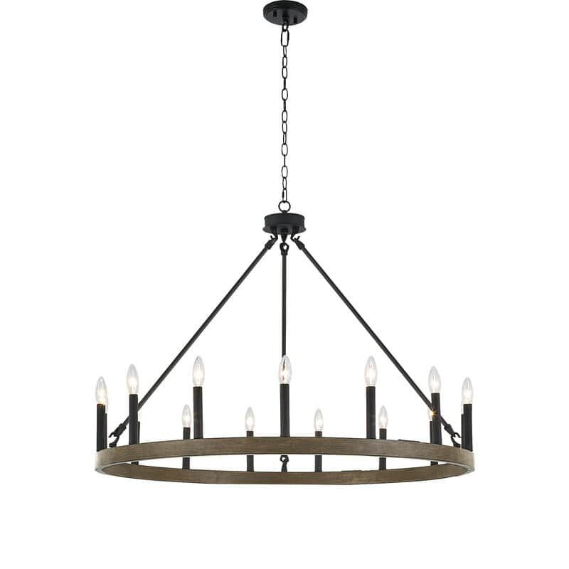 Acroma 15 Light Modern Farmhouse Wagon Wheel Chandelier-UL Certified - N/A