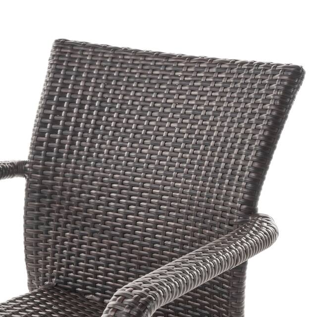 Dover Outdoor Wicker Armed Lightweight Stacking Chairs (Set of 4)
