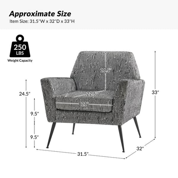 dimension image slide 0 of 3, Silas Modern Armchair with Metal Legs by HULALA HOME