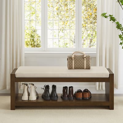 47in Accent Bench with Lower Shelf Shoe Rack