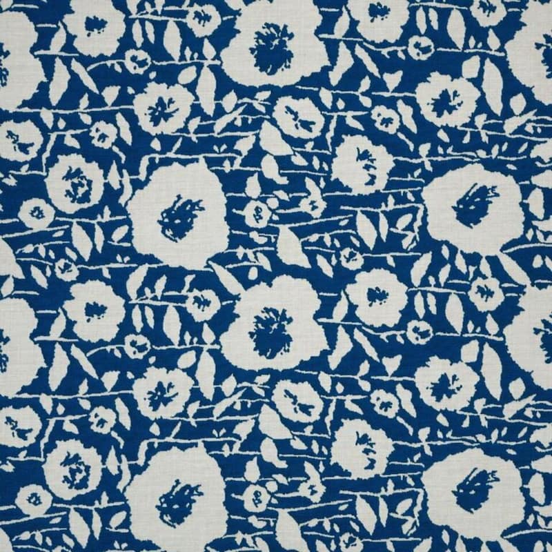 Casual Cushion Floral Sunbrella® Fabric 1-Piece Indoor/Outdoor Lumbar Pillow, Andy Cobalt