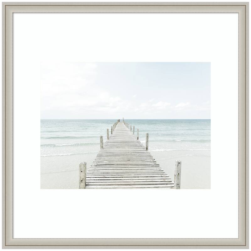 Kate and Laurel Beach 5s by Amy Peterson Framed Wall Art Print - 26 x 26 - Silver