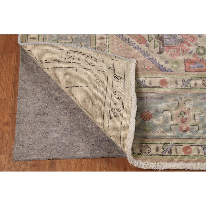 Blue Tabriz Persian Area Rug Hand-Knotted Geometric Wool Carpet - 8'0"x 11'0"