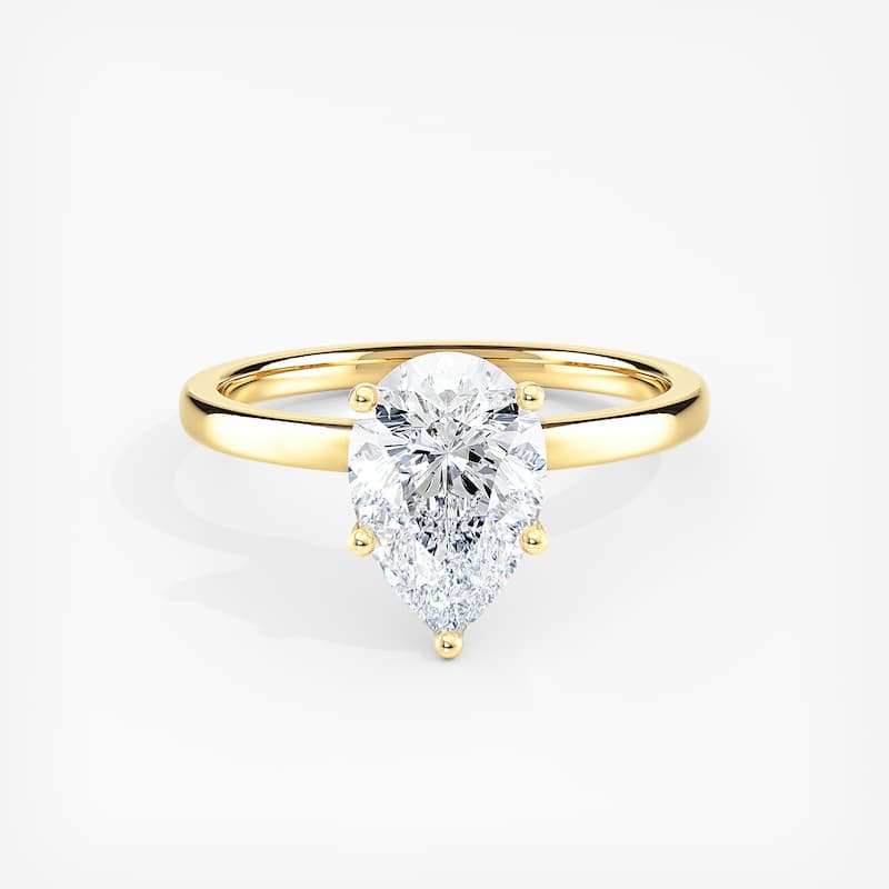 Auriya 14k Gold Lab Grown Pear Ribbon-Halo Diamond Engagement Ring 0.60 to 5.10 ct. tw. (F-G VS) - 3.00 ct. center - 8.5 - Yellow