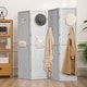 preview thumbnail 2 of 22, 4 Panel Pegboard Display Room Divider 5.6 FT Wooden Foldable Privacy Screen, Wood Room Divider