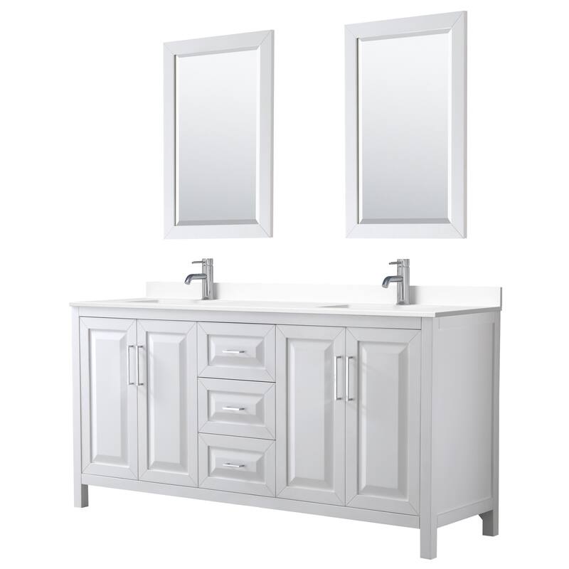 Wyndham Collection Daria 72" Free Standing Double Basin Vanity Set - White / White Cultured Marble Top / Polished