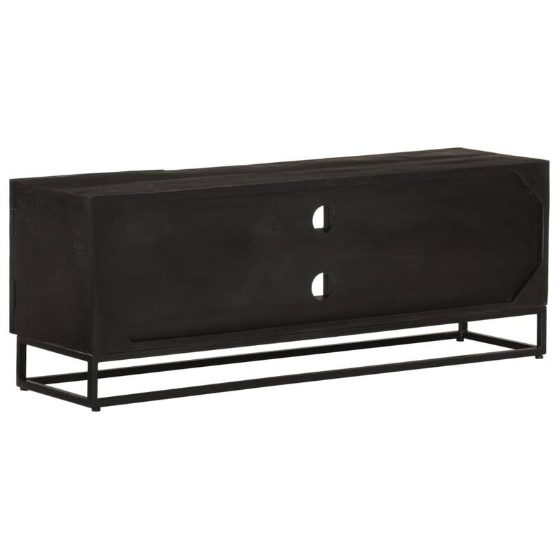 vidaXL TV Cabinet Black Solid Mango Wood and Iron 43.3 x 11.8 x 15.7 in - 11.8 x 43.3 x 15.7 in