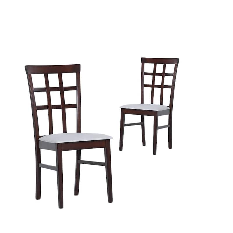 Warehouse of Tiffany Albi Light-Cappucino Dining Chairs with Gray Fabric-Covered Seat (Set of 2)