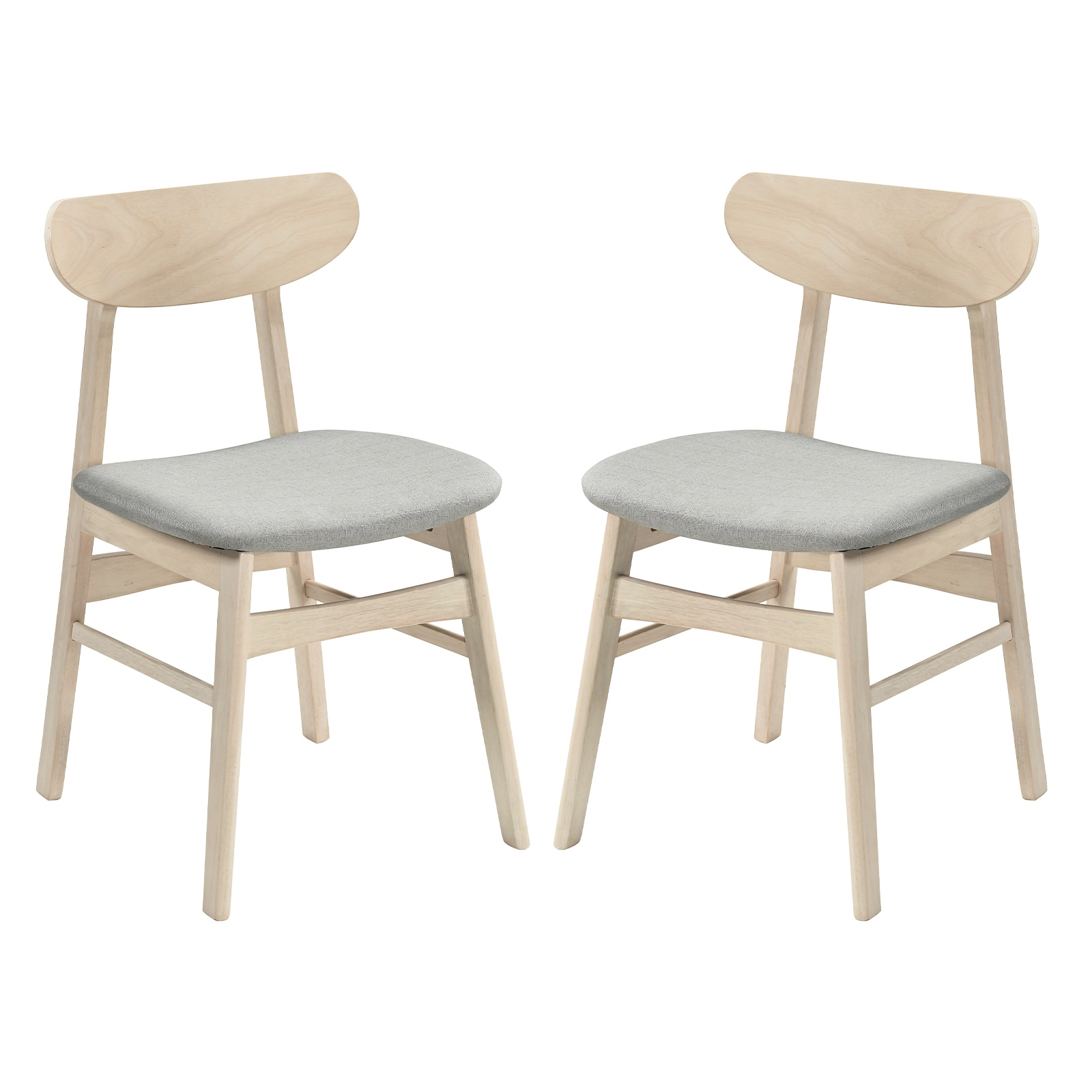 Gymax 2PCS Dining Chair Fabric Upholstered Kitchen Armless Chairs