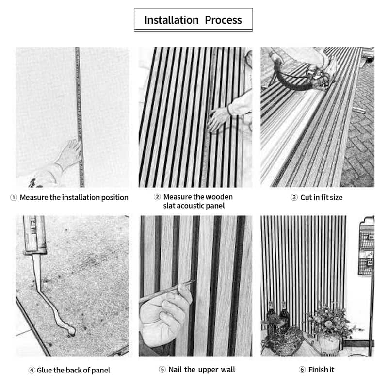 45.27''X23.62'' 4PC Wood Slat Acoustic Panels for Wall and Ceiling 3D Fluted Sound Absorbing Panel Three Sides Fully Wrapped