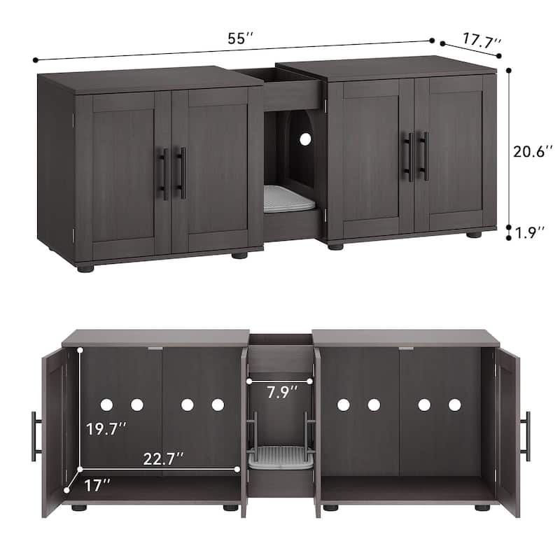 Cat Litter Cabinet Furniture with Cat Mat and Groove Design