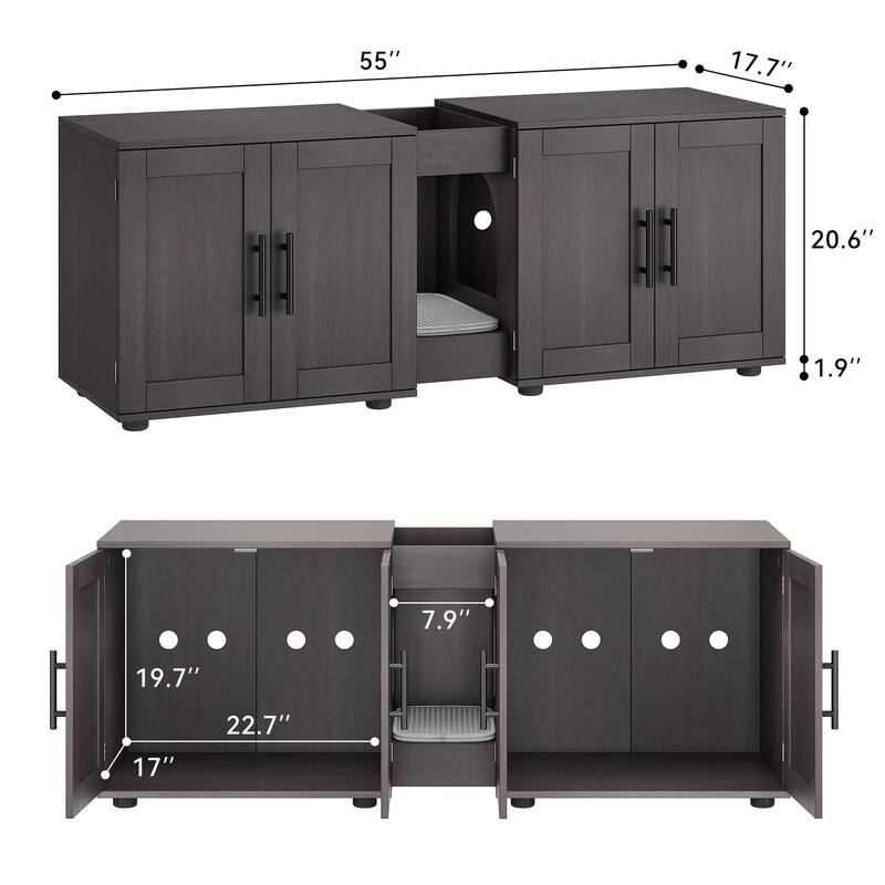 Intimate Double-Room Cat Litter Cabinet Furniture